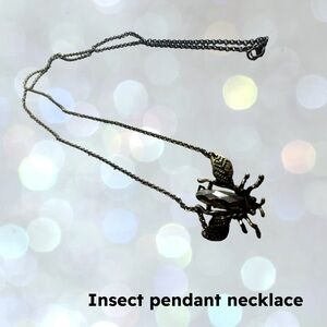 👍*GUC* UNKNOWN | 40 cm | Vintage-inspired Bronze toned bug pendant necklace